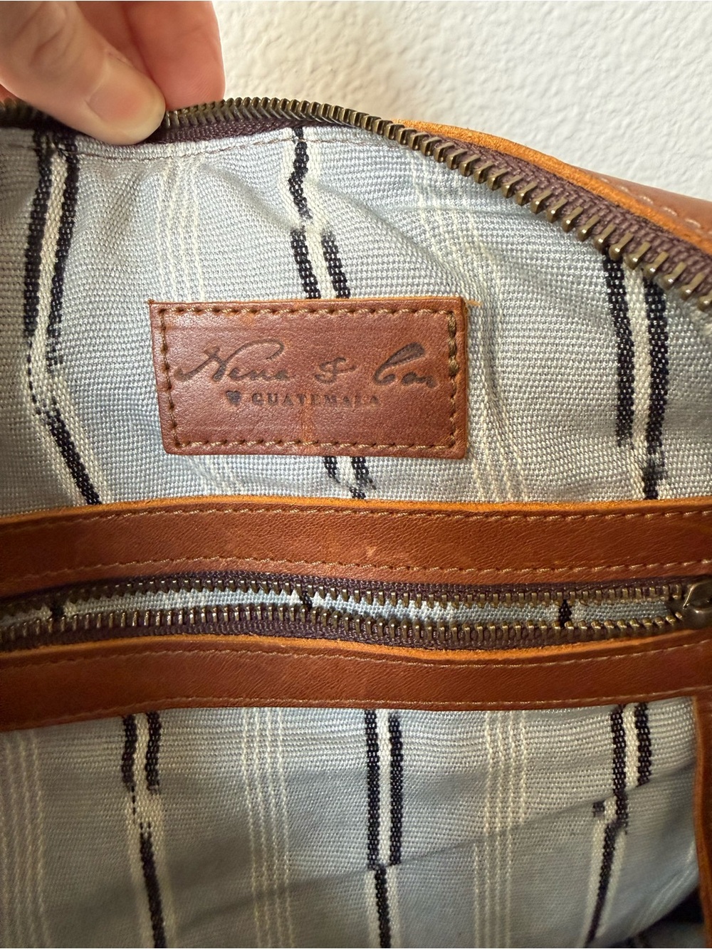 Nena & Co. Striped Guatemalan huipil and leather bag - Picture 8 of 12